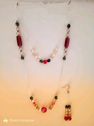 Collana Madre E Figlio In Argento 925 Con Granato – Pietra Portafortuna Gennaio, YL, Catena 45-48 Cm