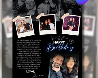 Folleto de cumpleaños romántico, folleto para novia, plantilla editable de Canva (descarga digital)
