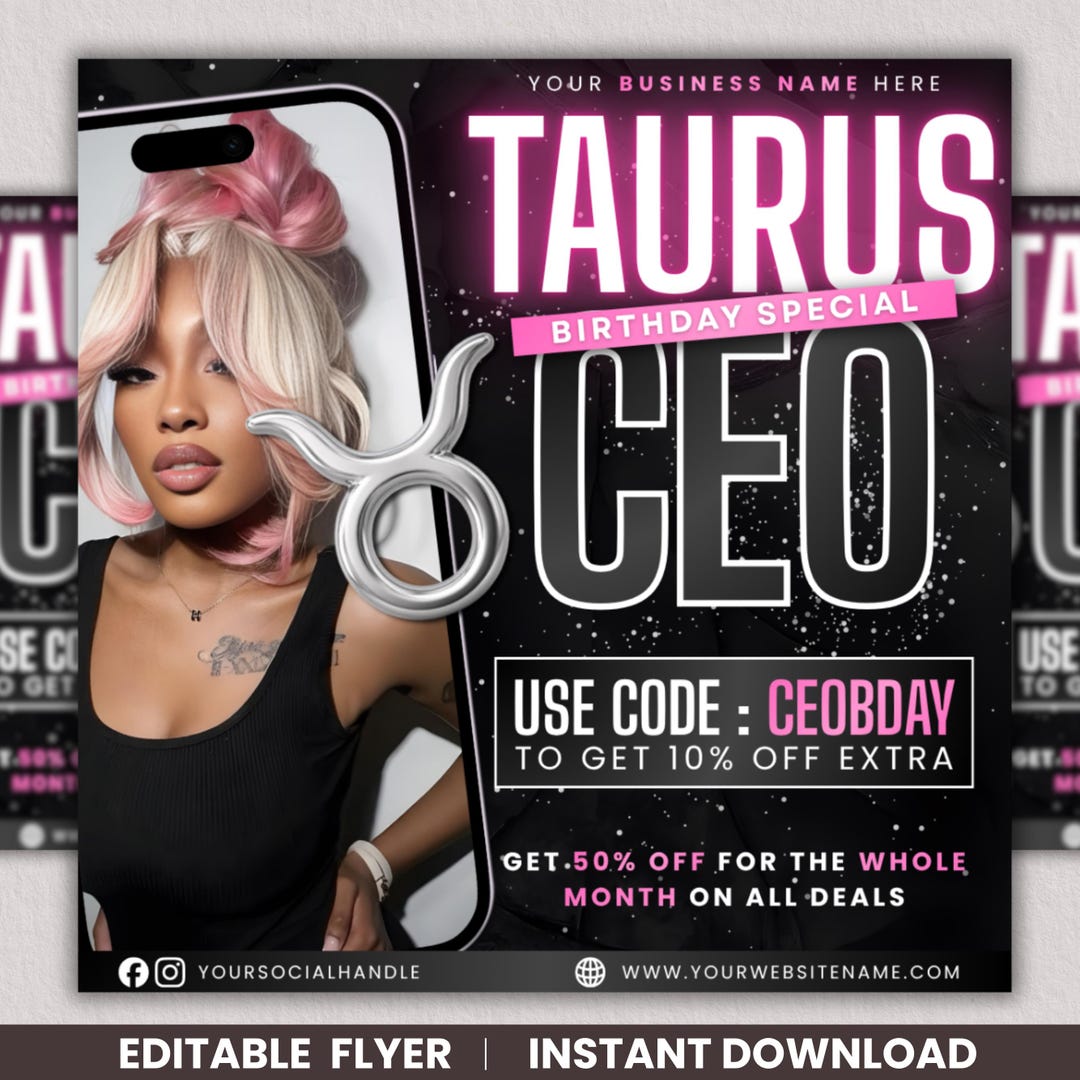 Taurus Season Birthday Party Flyer, Birthday Szn Flyer, Taurus ...