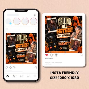 September Booking Flyer, September flyer, Fall Booking Flyer, September Books Open, Wig Install, Lash Nail Braids Flyer, Editable in Canva