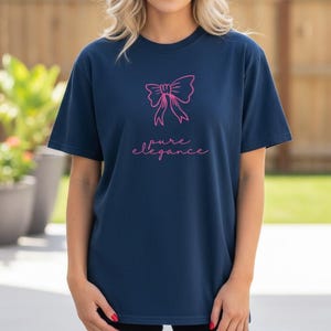 Aesthetic Bow Graphic Tee | Pink Bow More Elegance Script Shirt, Coquette Style | Comfort Colors