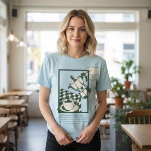 Retro Moka Pot Coffee Graphic Tee | Checkerboard Espresso Illustration Shirt | Comfort Colors