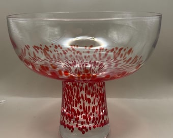 Pier 1 Margarita Glasses feature a distinct red confetti or spatter pattern on clear glass.