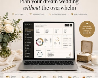 Interactive Wedding Planner | 100% Offline & Private | Wedding Checklist, Seating Chart and Guest List Management System