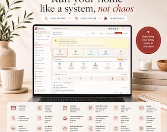All-in-One Family Planner App | 100% Offline & Private | Budget, Meals, Tasks, Kids, Home Organizer | Digital Download