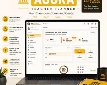 Teacher Planner App | Offline Digital Gradebook, Lesson Plans & Attendance | Back to School Classroom Organizer