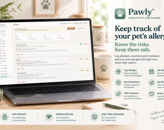 Allt-i-ett-app för husdjursplanering | 100 % offline och privat | Universell organisatör för hälsa, veterinärvård och vård av hundar, katter, fåglar, reptiler och små husdjur