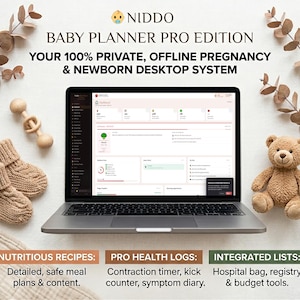 Privat graviditetsspårare och babyplanerare: Digital offline-journal. Sjukhusväska, förlossningsplan, namnsökare (HTML-app)