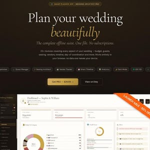 Wedding Architect PRO | Private & Offline Digital Planner App: Seating Chart, Guest Tracker, Budget, Timeline (HTML App)