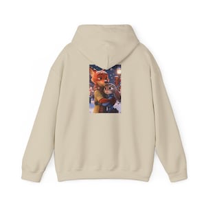 Hoodie personaliseren | Gezellige besneeuwde nachtillustratie zootopia afbeelding 4