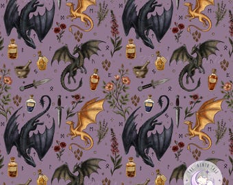 Dark Academia Dragon Seamless Pattern PNG,  Fantasy Creatures Bookish Design, Book Lover Digital Paper