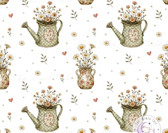 Floral Seamless Pattern PNG, Botanical Digital Paper, Wildflower Cottagecore Fabric Design