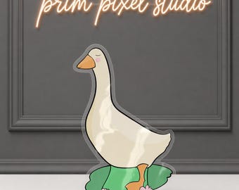 Porch Goose Sticker, Clear Floral Goose Sticker, Cute Lawn Goose Decal, Cozy Duck Sticker, Bookish Sticker, Garden Cottagecore