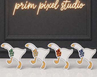 Wizard School Goose Sticker, Magical Porch Goose Decal, Cozy Academia, Bookish Witch Goose Sticker, Goose With Striped Scarf