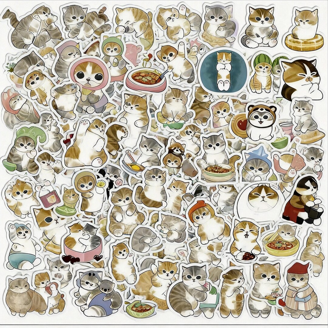 Cute Kawaii Cat Sticker Pack Waterproof Vinyl Stickers for Laptop ...