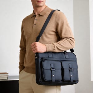 Laptop Backpack for Men, Vintage PU Leather Travel Backpack, Large Capacity Storage, Drawstring Flap Closure, Gift for Him