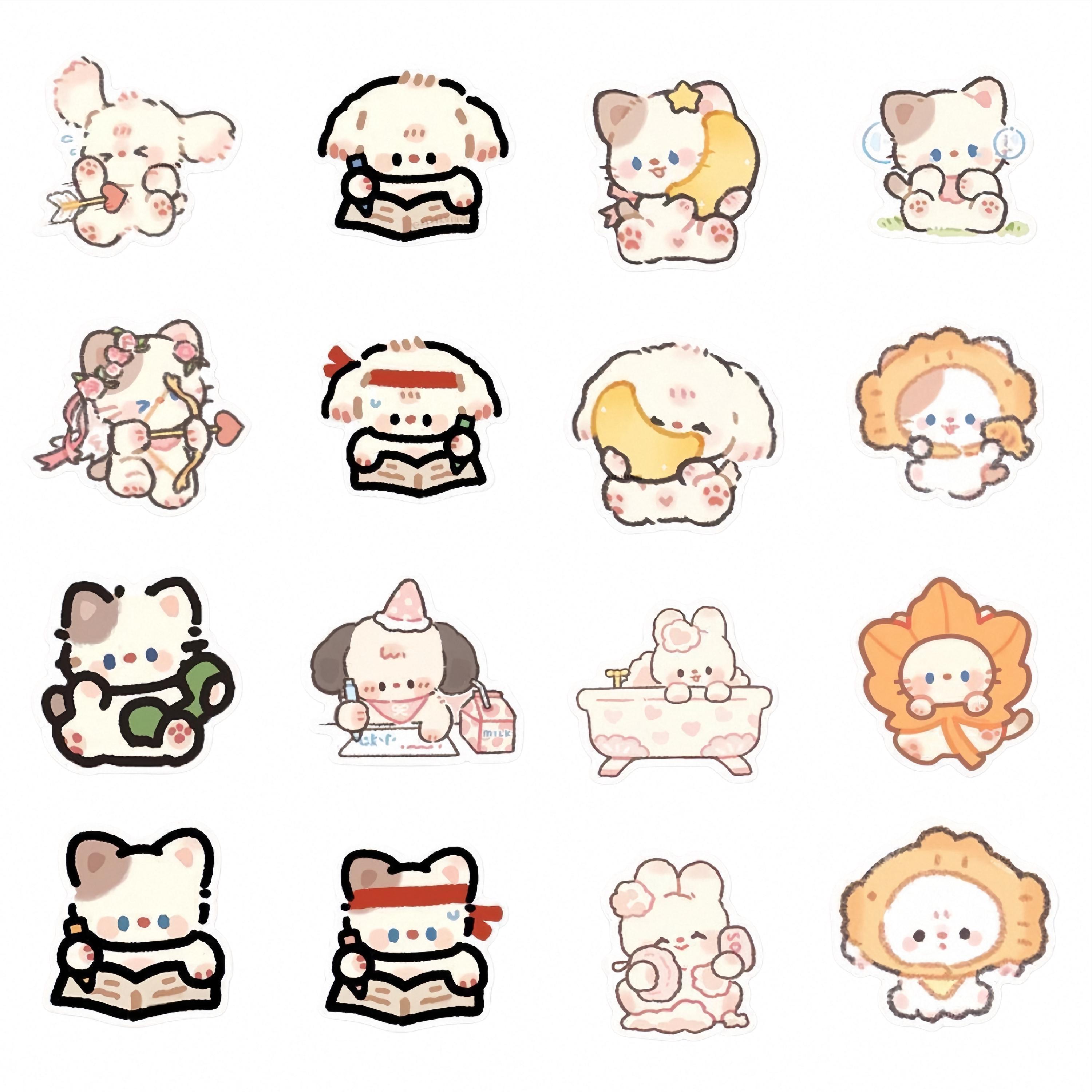 Cute Pastel Animal Sticker Pack, Kawaii Cat Bunny Puppy Bear Vinyl ...