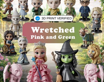 STL-Dateien Hexe Musikfiguren Cartoon grün rosa Hexen