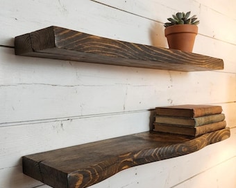 Live Edge Floating Shelf, Handmade Solid Wood Shelf, Rustic Wall Shelf, Natural Wood Decor, Housewarming Gift
