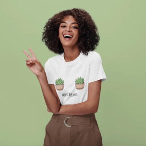 Breast In Plants tee | Succulent pot illustration, botanical pun shirt
