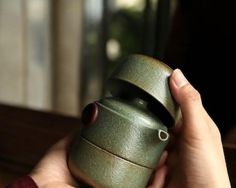 Japanisches Gongfu-Teeset – Keramik-Teekanne und -Tassen, Kung-Fu-Teezeremonie-Set, Zen-Reisegeschenk für Teeliebhaber