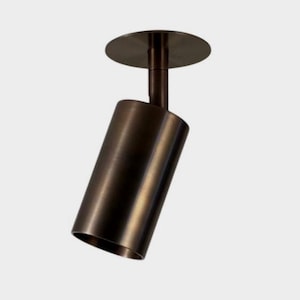 lacquered brass Vintage Handmade Brass Cylinder Spotlight Antique Patina Flush Mount