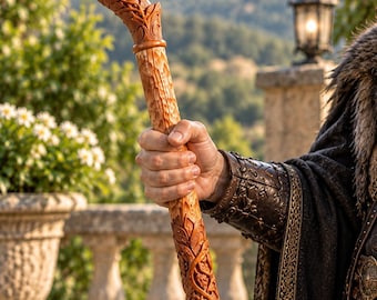Handcrafted Dove Wooden Staff  | Hand Carved Vintage  Ceremonial Staff | Viking Walking Cane | Christian for Priest, Clergy, Gift