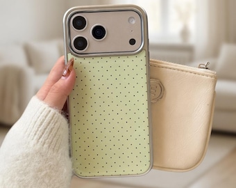 Polka Dot iPhone Case (Electroplated Silver Mirror Design & Raised Lens Safety Cover)
