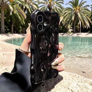 Glossy Wrinkle Plating Wave Case: Meteorite Pattern, Futuristic Design
