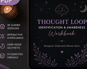 Thought Loop Identification & Awareness Workbook | Mental Wellness Journal | Interactive GoodNotes Planner | Self Reflection Workbook PDF