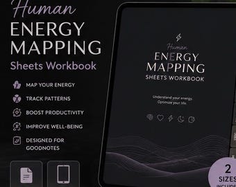 Human Energy Mapping Sheets Workbook| Digital Productivity Planner for Energy Tracking | GoodNotes iPad PDF | Interactive Wellness Journal