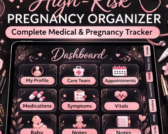 Planificador digital para embarazos de alto riesgo / Seguimiento médico del embarazo / Registro de citas y hospitales / Planificador interactivo GoodNotes para iPad