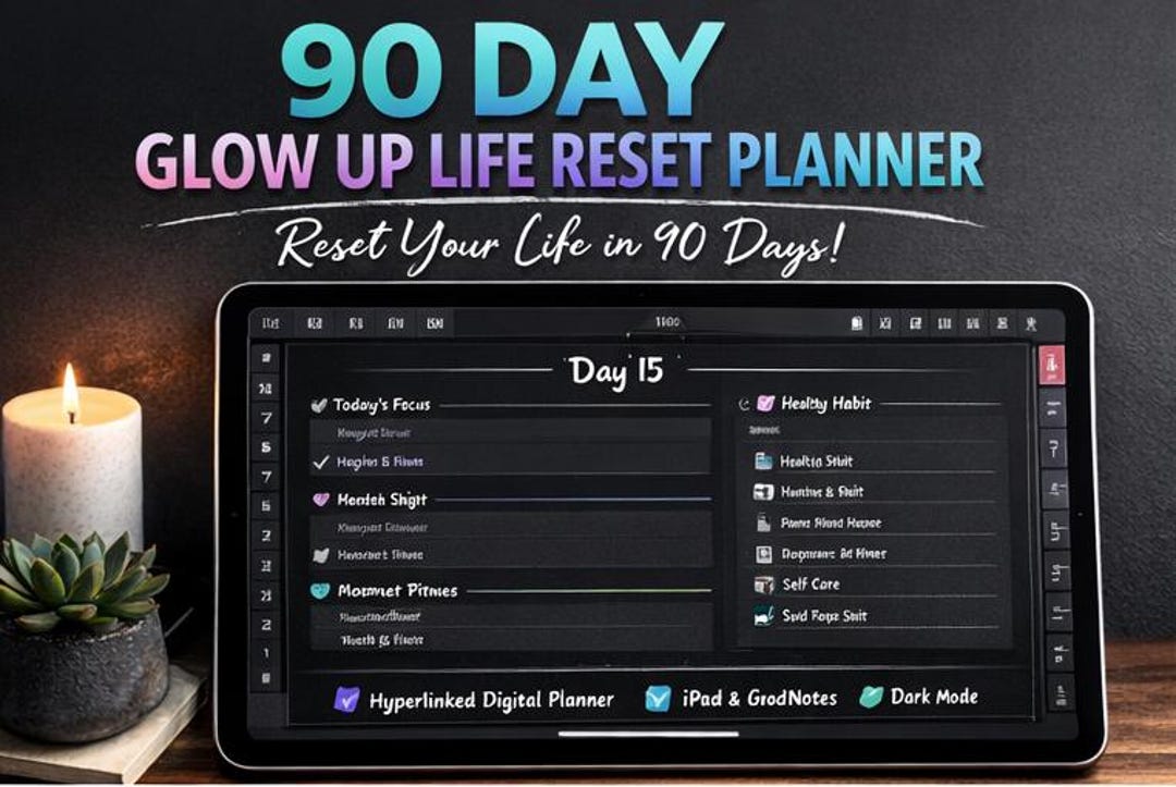90-day Glow up Life Reset Editable PDF Planner - Self Improvement ...