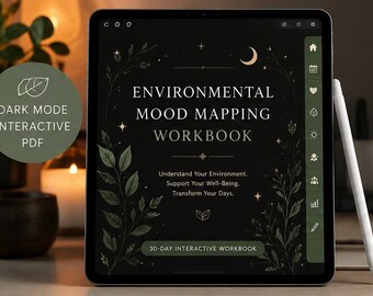 Environmental Mood Mapping Workbook | Digital Mental Wellness Journal | GoodNotes Planner | Interactive Dark Mode PDF | iPad Mood Tracker