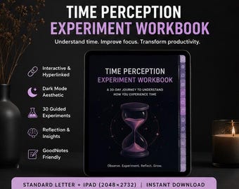 Time Perception Experiment Workbook | Interactive Productivity Journal for GoodNotes | Digital iPad Planner | Cognitive Reflection Workbook