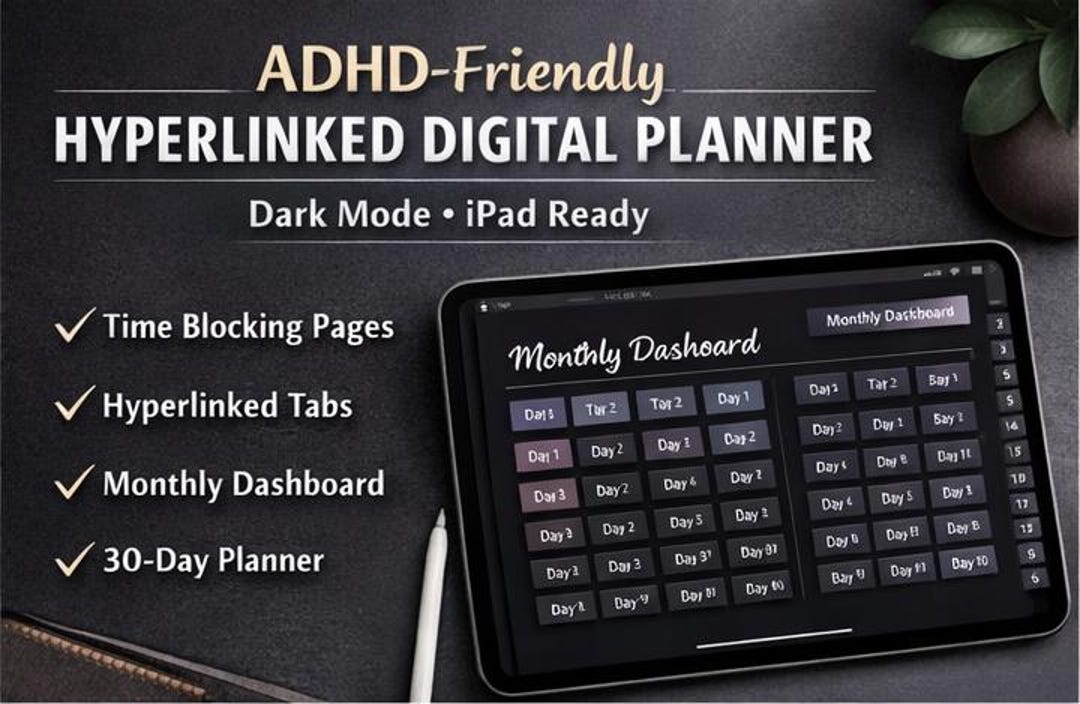 ADHD Time Blocking Digital Planner - Hyperlinked Goodnotes iPad ...