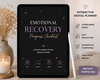 Emotional Recovery Progress Checklist | Interactive Wellness Planner for GoodNotes | Self Care Digital Journal | Healing Tracker PDF