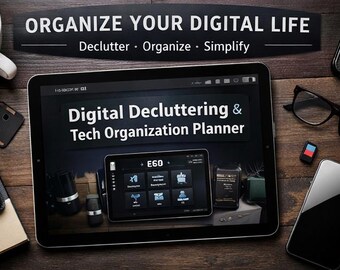Planificador de organización digital y tecnología / Planificador GoodNotes para iPad / Sistema de organización de vida digital / Limpieza de archivos de correo electrónico y teléfono