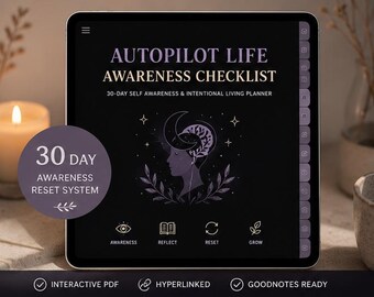 Autopilot Life Awareness Checklist | Self Reflection Planner | Digital Mindfulness Journal | GoodNotes Planner | Dopamine Detox PDF