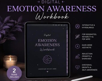 Digital Emotion Awareness Workbook | Interactive GoodNotes Journal | Emotional Regulation Planner | Self Reflection Mental Wellness PDF