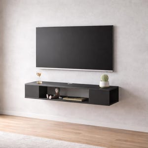 Floating TV Stand, Modern Media Console, Wall Mounted Entertainment Unit, Rustic Wood Storage