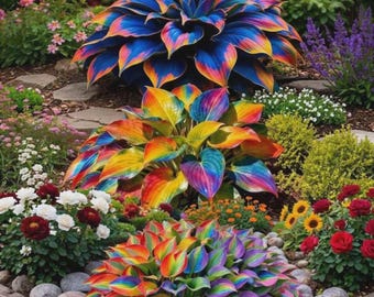 Rainbow Hosta Samen - Seltene mehrfarbige mehrjährige Schattengartenpflanzen (nur Samen)