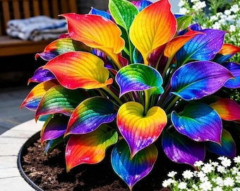 355+ Rainbow Hosta Samen - Bunte herzförmige Blattfunkeln für die Gartenbepflanzung
