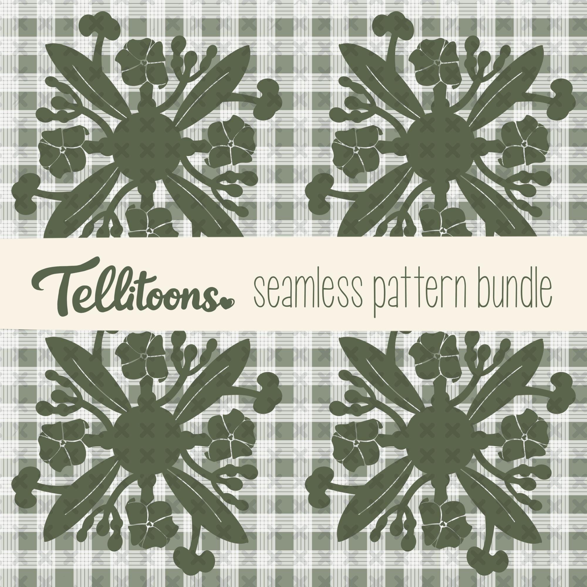 Palaka Pattern Line Olive Green Palaka Seamless Pattern Bundle | Plaid Digital Papers ...