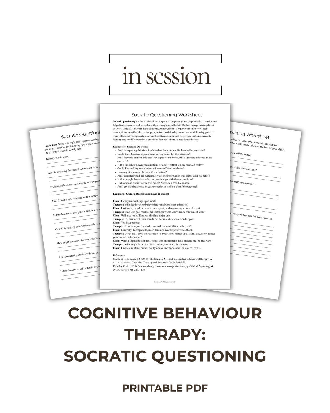 Socratic Questioning Worksheet CBT Therapy Printable Cognitive ...