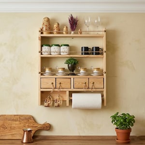 Prateleira de Cozinha Feita à Mão Estilo Escandinavo Porta-Especiarias