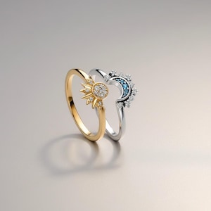 Parringar i sterlingsilver med sol och måne, romantiskt löfte i zirkon