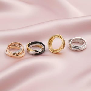 Triple interlocking ring for women, multicolor band, three-in-one stainless steel ring. Fidget ring, Statement Women's Ring. Waterproof Ring