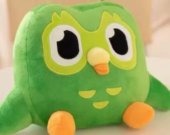 Green Owl Plush Toy – Study Buddy Pillow, Soft Kawaii Bird Decor