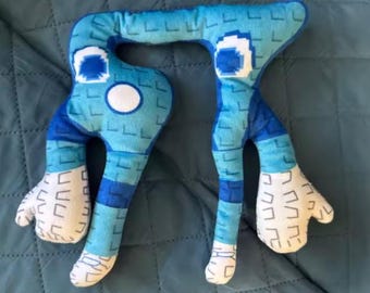 Blue Abstract Plush Toy – Soft Sculpture, Quirky Character, Modern Art Plush, Kids Room Decor
